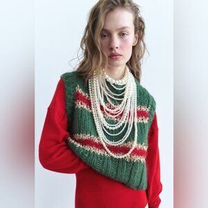 Zara Red and Green Sweater Vest
